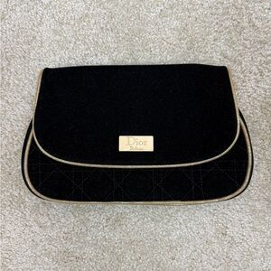 DIOR Parfums Black velvet pouch clutch makeup bag